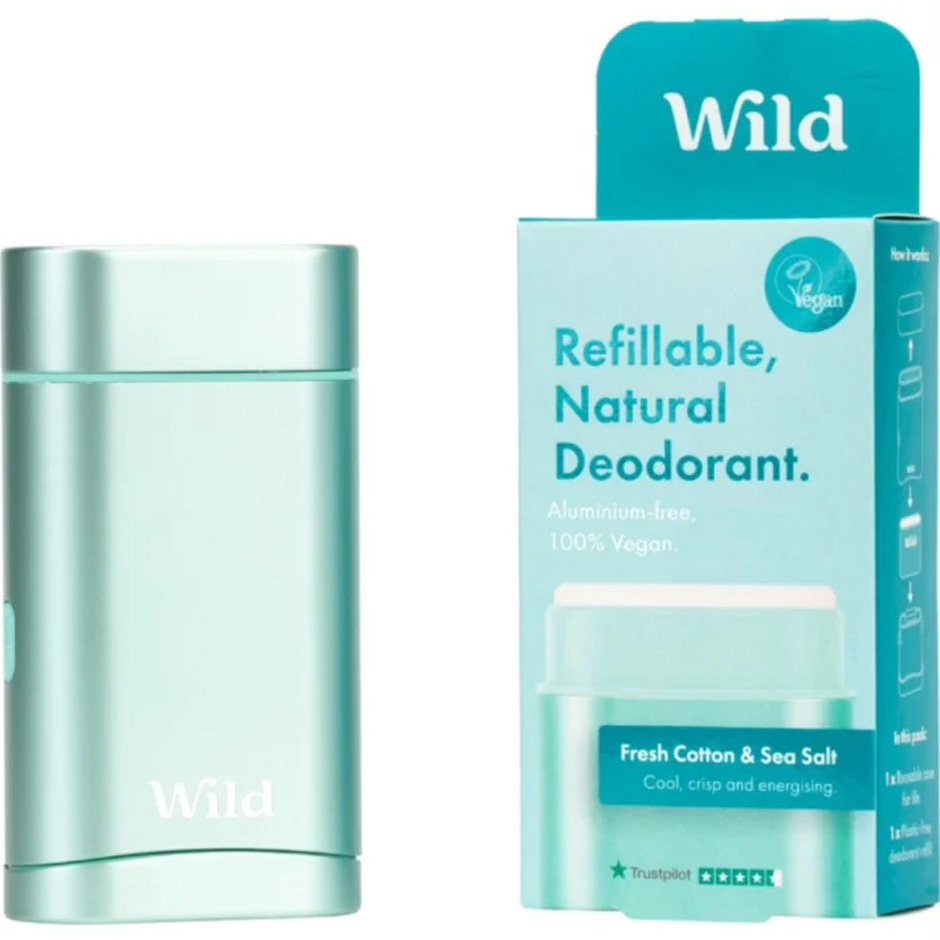 Wild Aqua Case And Fresh Cotton & Sea Salt Dedorant  Startpakke 40g