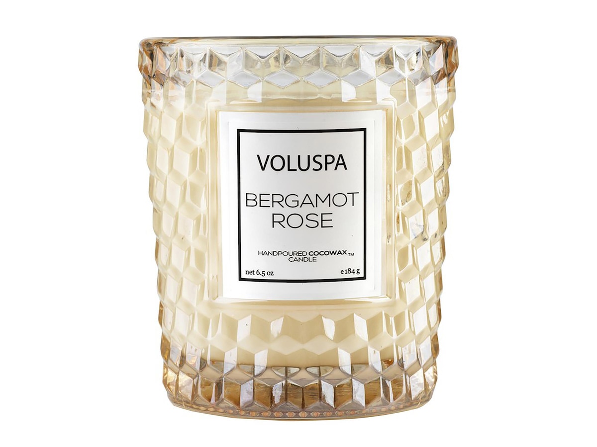 Bilde av Voluspa Bergamot Rose Textured Glass Candle - 184 G
