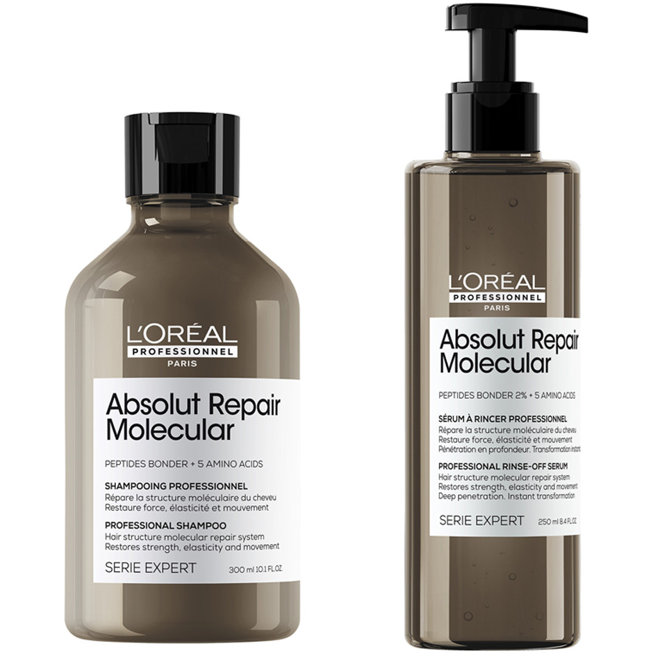 Bilde av L'oréal Professionnel Absolut Repair Molecular Shampoo & Rinse-out Serum 300 Ml + 250 Ml