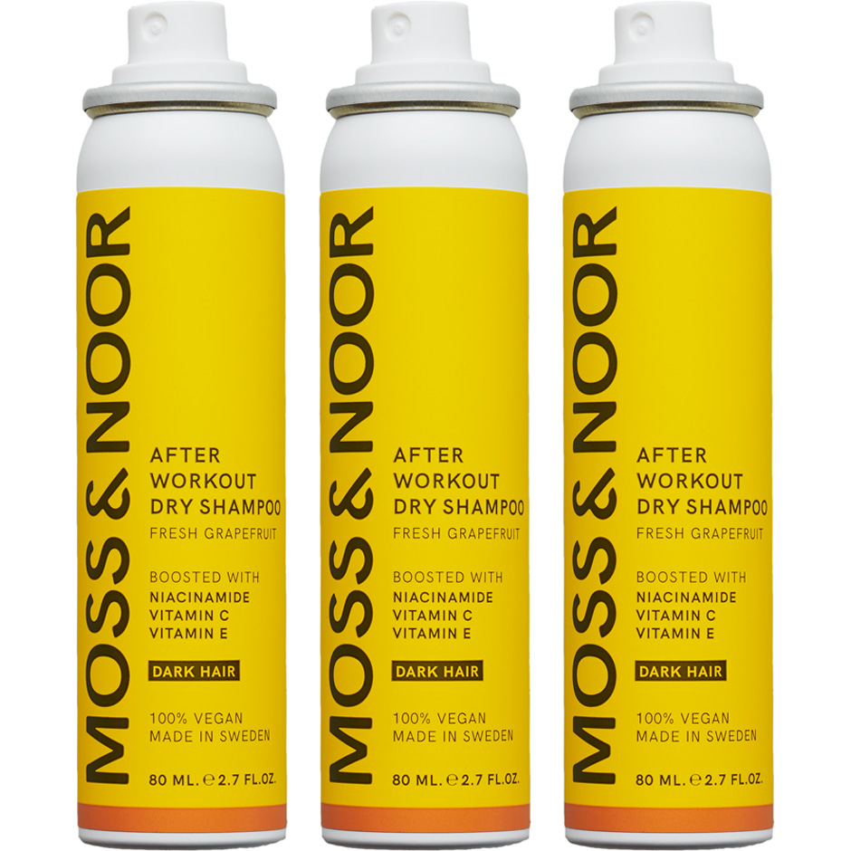 Bilde av Moss & Noor After Workout Dry Shampoo Dark Hair Pocket Size 3 Pack - 240 Ml