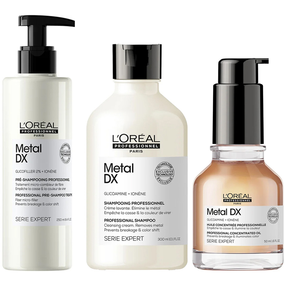 Bilde av L'oréal Professionnel Metal Dx Trio Pre-shampoo 250ml, Shampoo 300ml, Oil 50ml
